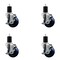 Service Caster 3.5'' SS Solid Poly Swivel 1-3/4'' Expanding Stem Caster Set with Brake, 4PK SCC-SSEX20S3514-SPUS-TLB-134-4 - alternate 1
